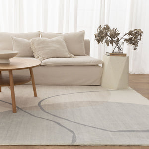 Cloud Watercolour Cream Blue Washable Rug