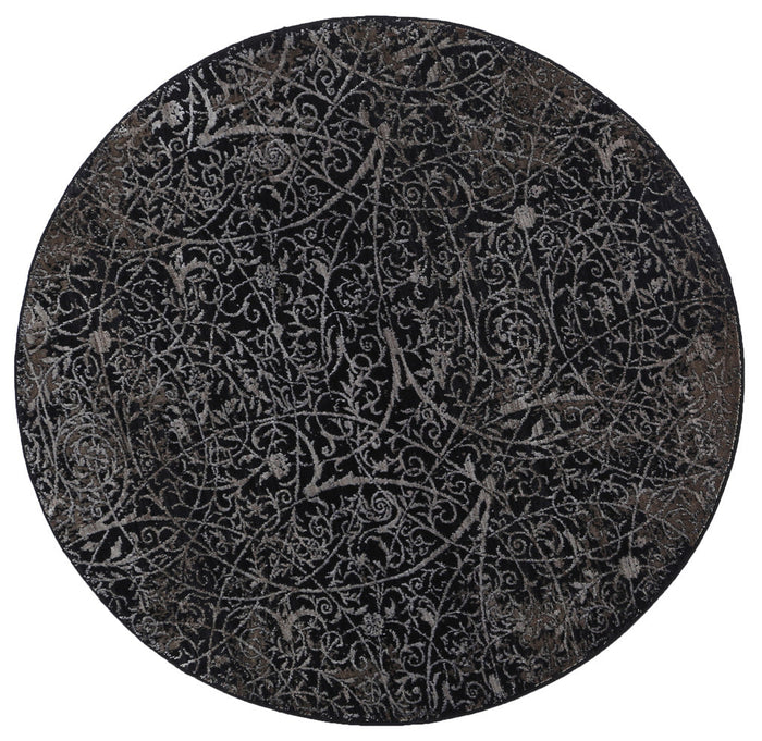 Brooklyn Intricate Floral Pewter Round Rug