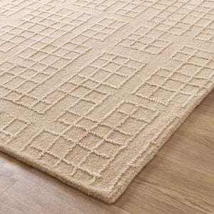 Abasco Croissant Beige Knitted Wool Rug