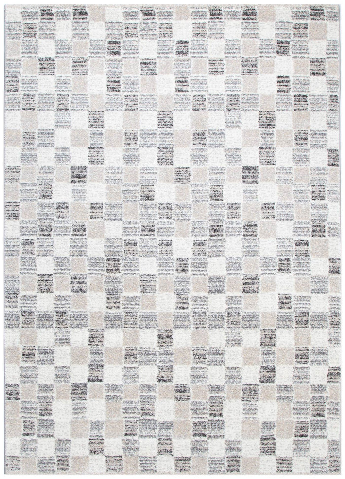 Dorado Grey Beige Checkered Rug - D004