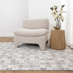 Dorado Grey Beige Checkered Rug - D004