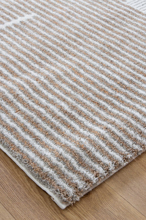 Indulgence Geo Lines Beige Grey Rug - INDU002