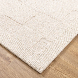 Les Nomades Checkered Cream Wool Rug - LES23