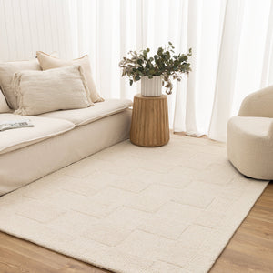 Les Nomades Checkered Cream Wool Rug - LES23