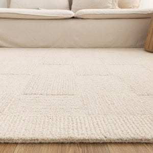 Les Nomades Checkered Cream Wool Rug - LES23