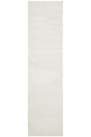 Lotus Abbey White Runner Rug