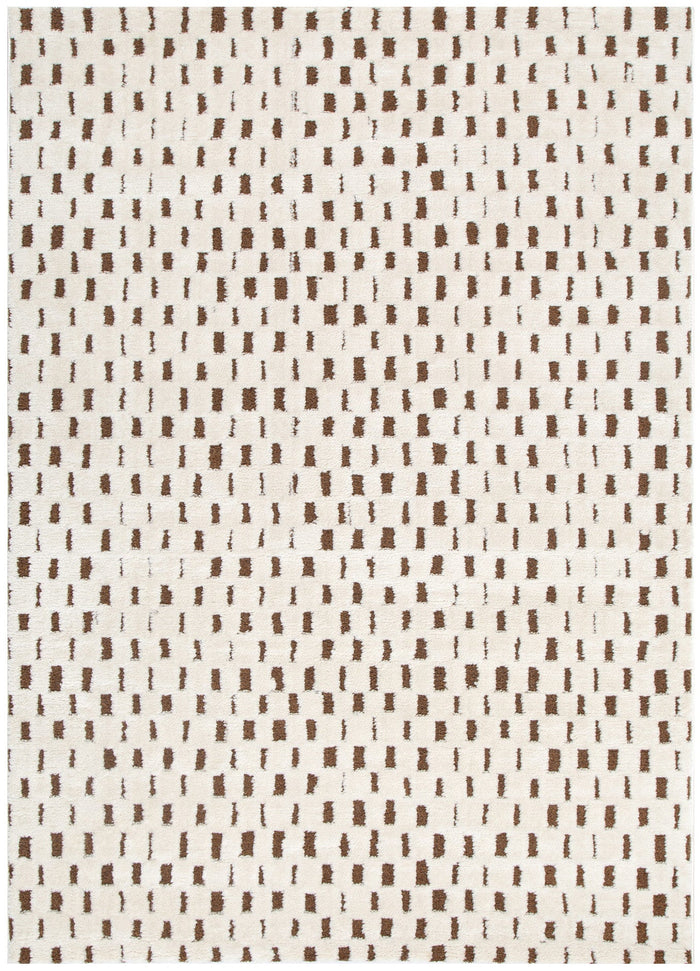 Mila Monochrome Squares Brown and Cream Rug - MIL3