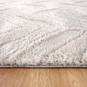 Tender Chevron Beige Shag Rug