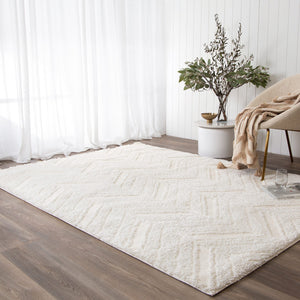 Tender Chevron Cream Shag Rug