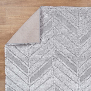 Tender Chevron Silver Shag Rug