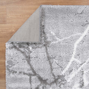 Tender Abstract Silver Shag Rug