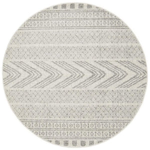 Adani Modern Tribal Design Grey Round Rug - Floorsome - Modern