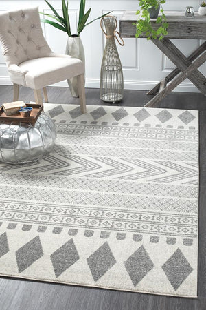 Adani Modern Tribal Design Grey Rug - Floorsome - Modern