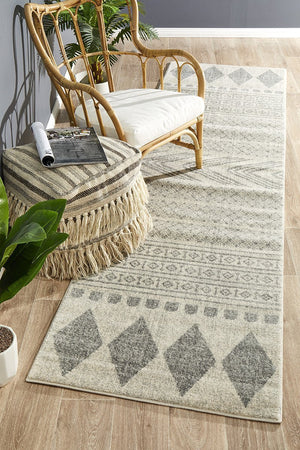 Adani Modern Tribal Design Grey Runner Rug - Floorsome - Modern