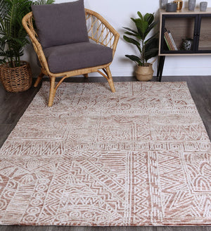 Alayah Rust Flower Rug - Floorsome - Rug