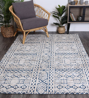 Alayah Tribal Blue Rug - Floorsome - Rug