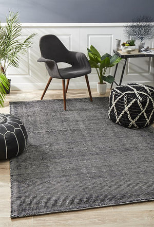 Allure Black Cotton Rayon Rug - Floorsome - Modern