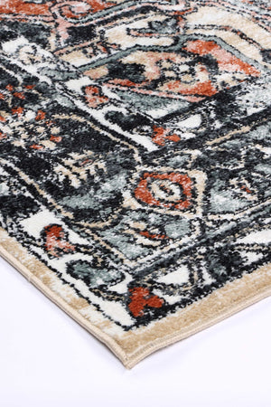 Anatolia Traditional Black Cream Rug - Floorsome - Rug