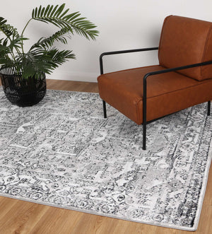 Anatolia Traditional Black Grey Rug - Floorsome - Rug