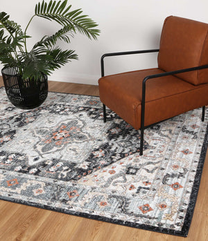 Anatolia Traditional Blue Charcoal Rug - Floorsome - Rug