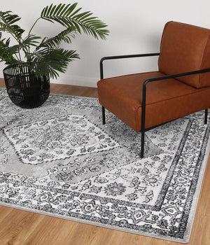 Anatolia Traditional Grey Black Rug - Floorsome - Rug