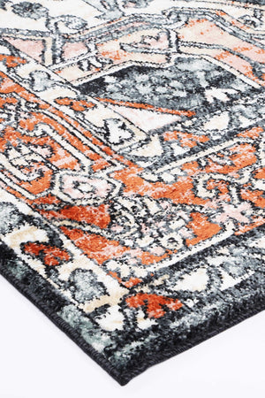 Anatolia Traditional Terracotta Black Rug - Floorsome - Rug