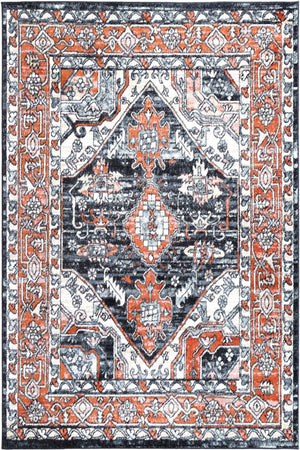 Anatolia Traditional Terracotta Black Rug - Floorsome - Rug