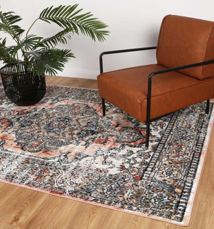 Anatolia Traditional Terracotta Cream Rug - Floorsome - Rug