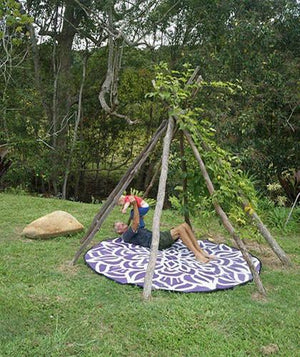 ANCESTRAL CONNECTEDNESS Mandala Design Recycled Plastic Mat, Violet & White 2.4m Diameter - Floorsome - Outdoor Rugs