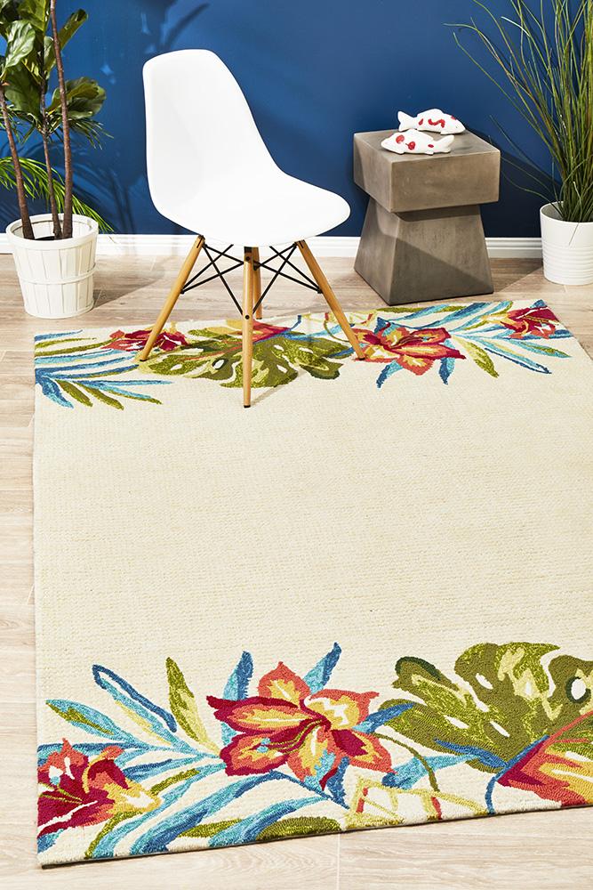 Anna Floral Indoor Outdoor Rug Cream