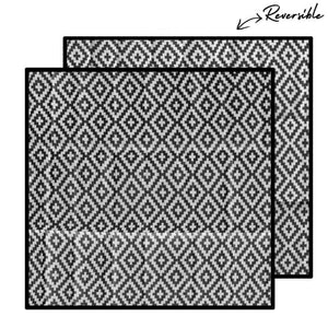 ARGYLE DIAMOND Recycled Plastic Mat, Black & Grey 2.4 x 2.4m - Floorsome - Outdoor Rugs