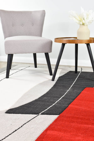 Aria Grey Red Rug - Floorsome - INDOOR/OUTDOOR