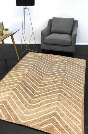 Artisan Beige Natural Chevron Rug - Floorsome - Flatweave