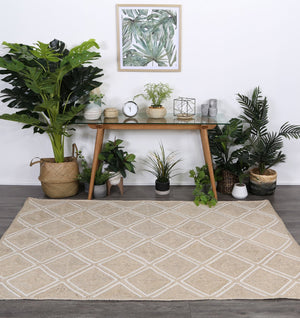 Artisan Beige Natural Parquetry Rug - Floorsome - Flatweave