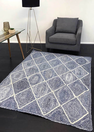 Artisan Blue Natural Diamond Rug - Floorsome - Flatweave