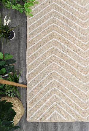 Artisan Light Beige Natural Chevron Rug - Floorsome - Flatweave