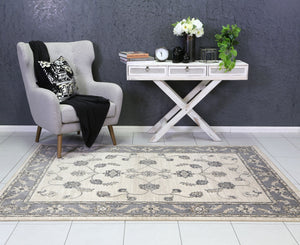 Arya Cream and Grey Traditional Rug - Floorsome - Traditional