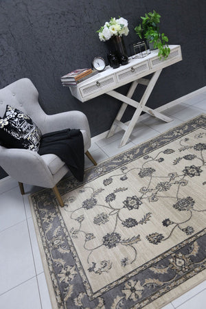 Arya Cream and Grey Traditional Rug - Floorsome - Traditional