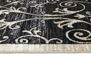 Arya Grey and Beige Ikat Abstract Vines Rug - Floorsome - Traditional