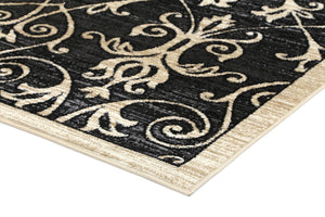 Arya Grey and Beige Ikat Abstract Vines Rug - Floorsome - Traditional