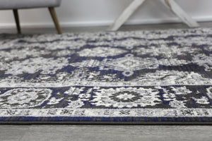 Arya Navy Blue and Grey Ziegler Traditional Ikat Rug - Floorsome - Traditional