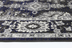 Arya Navy Blue and Grey Ziegler Traditional Ikat Rug - Floorsome - Traditional