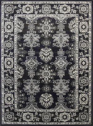 Arya Navy Blue and Grey Ziegler Traditional Ikat Rug - Floorsome - Traditional