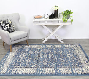 Arya Navy Blue Ziegler Distressed Traditional Ikat Rug - Floorsome - Traditional