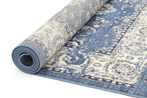 Arya Navy Blue Ziegler Distressed Traditional Ikat Rug - Floorsome - Traditional