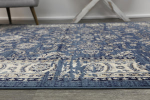 Arya Navy Blue Ziegler Distressed Traditional Ikat Rug - Floorsome - Traditional