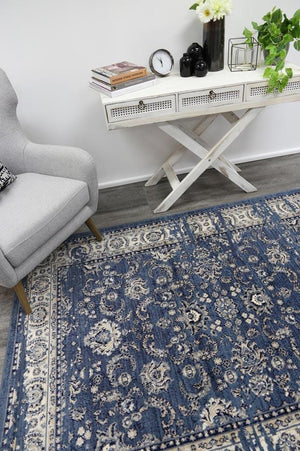 Arya Navy Blue Ziegler Distressed Traditional Ikat Rug - Floorsome - Traditional