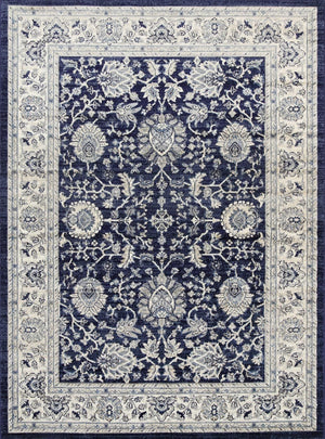 Arya Navy Blue Ziegler Ikat Traditional Rug - Floorsome - Traditional