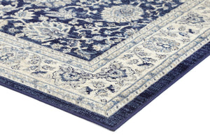 Arya Navy Blue Ziegler Ikat Traditional Rug - Floorsome - Traditional