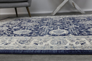 Arya Navy Blue Ziegler Ikat Traditional Rug - Floorsome - Traditional